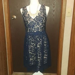 •NWT•Beautiful Francesca navy blue lacy dress